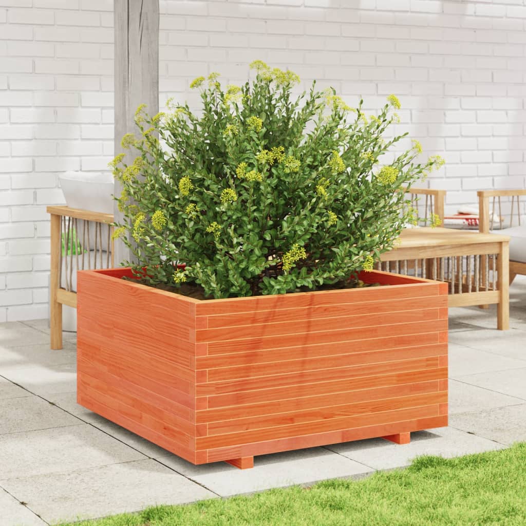 Fioriera Giardino Marrone Cera 90x90x49,5cm Legno Massello Pino