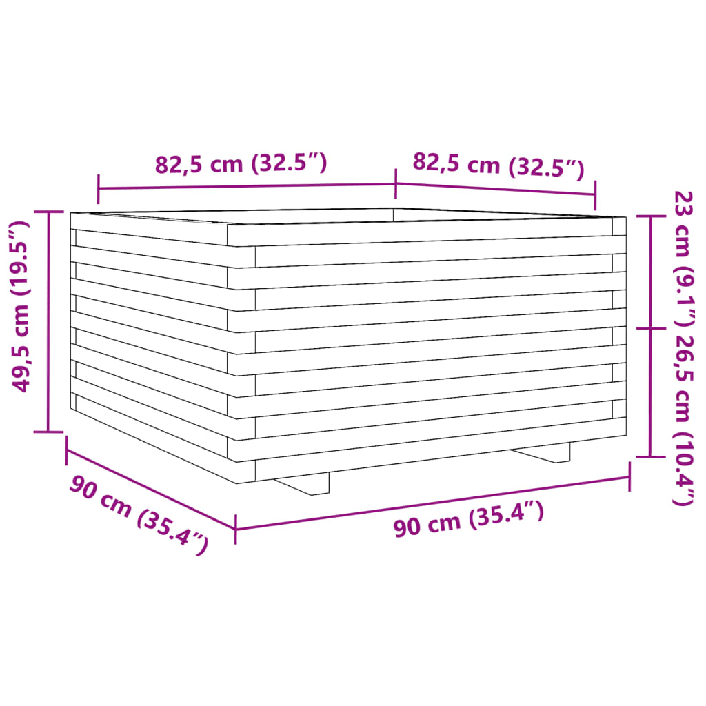 Fioriera da Giardino 90x90x49,5 cm in Legno Massello di Douglas