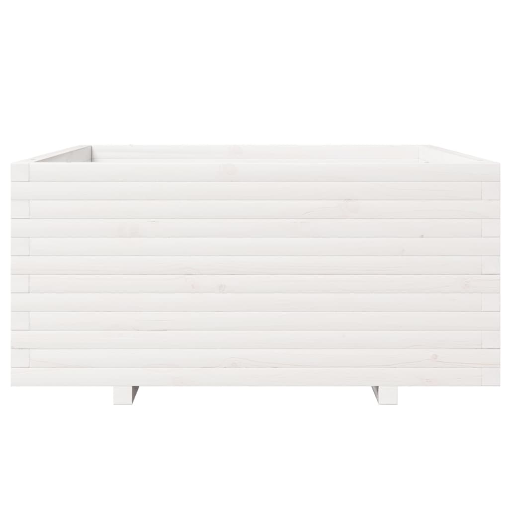 Fioriera da Giardino Bianca 100x100x49,5 Legno Massello di Pino
