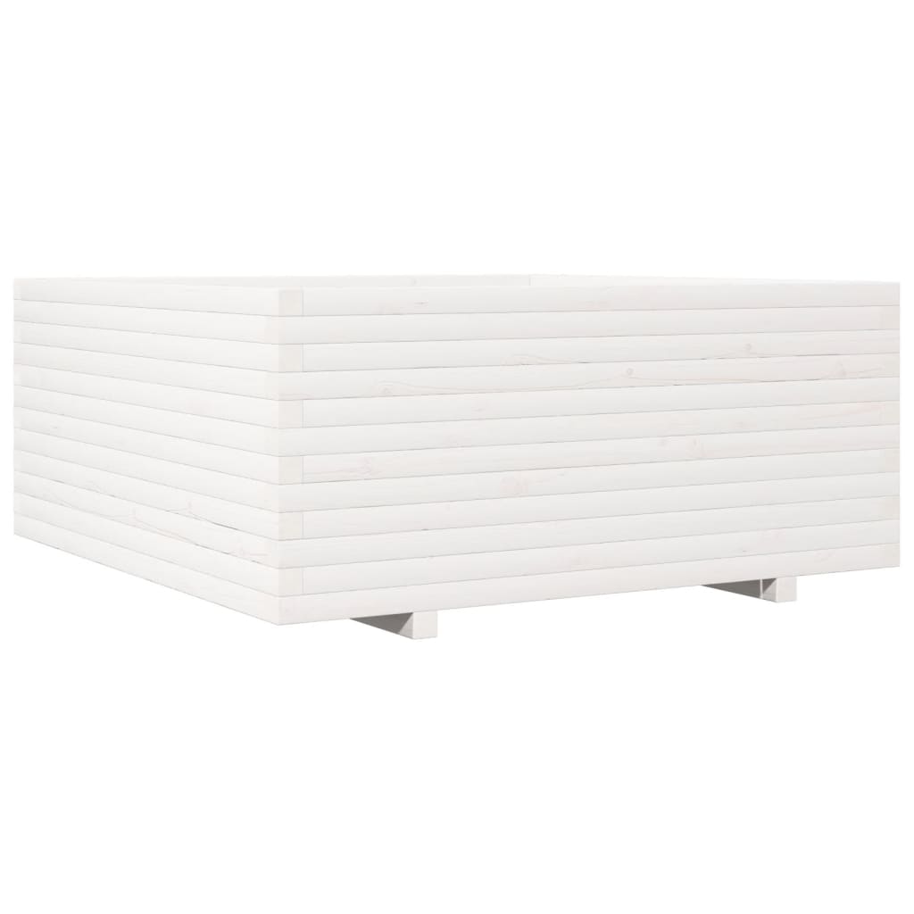 Fioriera da Giardino Bianca 110x110x49,5 cm Legno Massello Pino