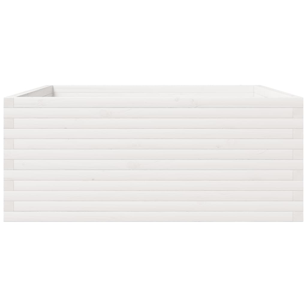 Fioriera da Giardino Bianca 110x110x49,5 cm Legno Massello Pino