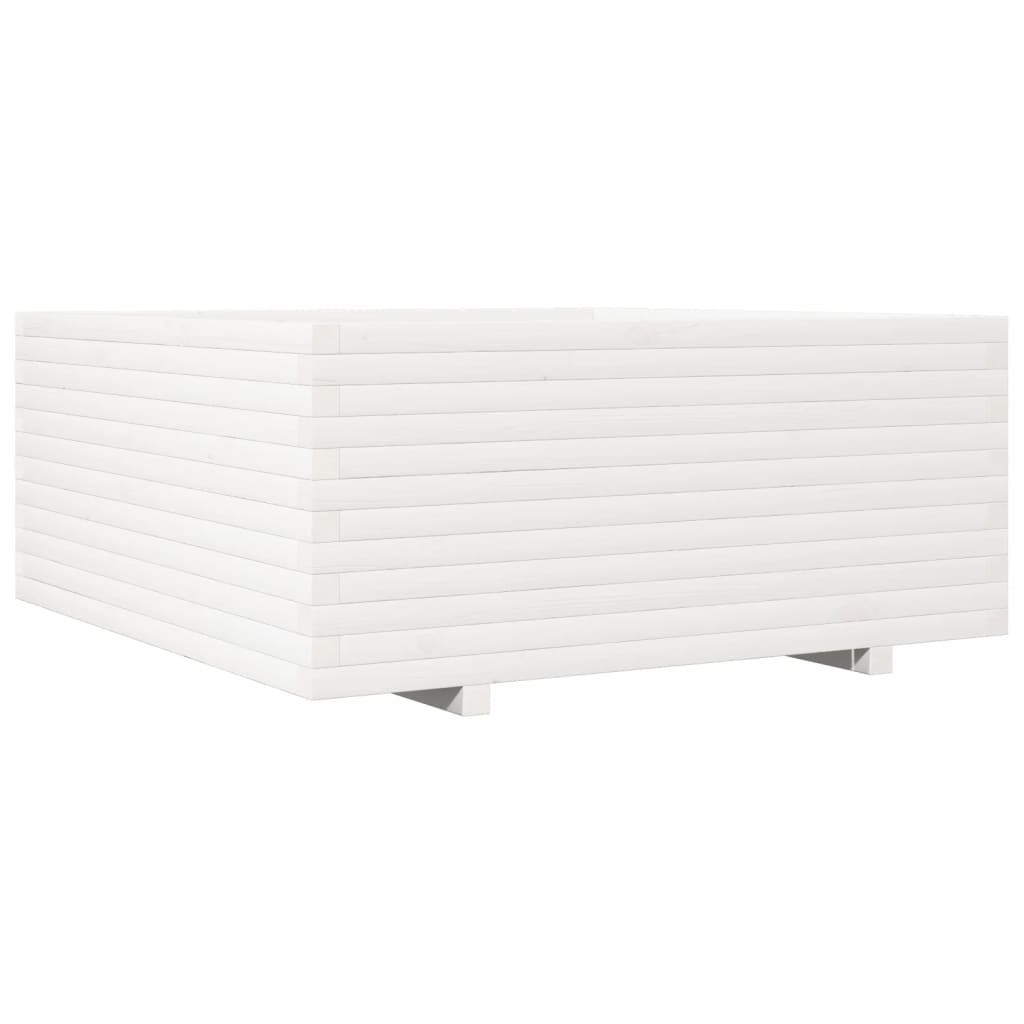 Fioriera da Giardino Bianca 110x110x49,5 cm Legno Massello Pino