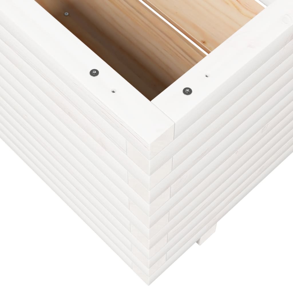 Fioriera da Giardino Bianca 110x110x49,5 cm Legno Massello Pino