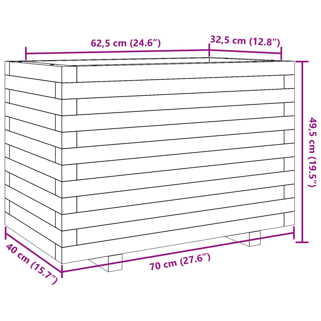 Fioriera da Giardino 70x40x49,5 cm in Legno Massello di Pino