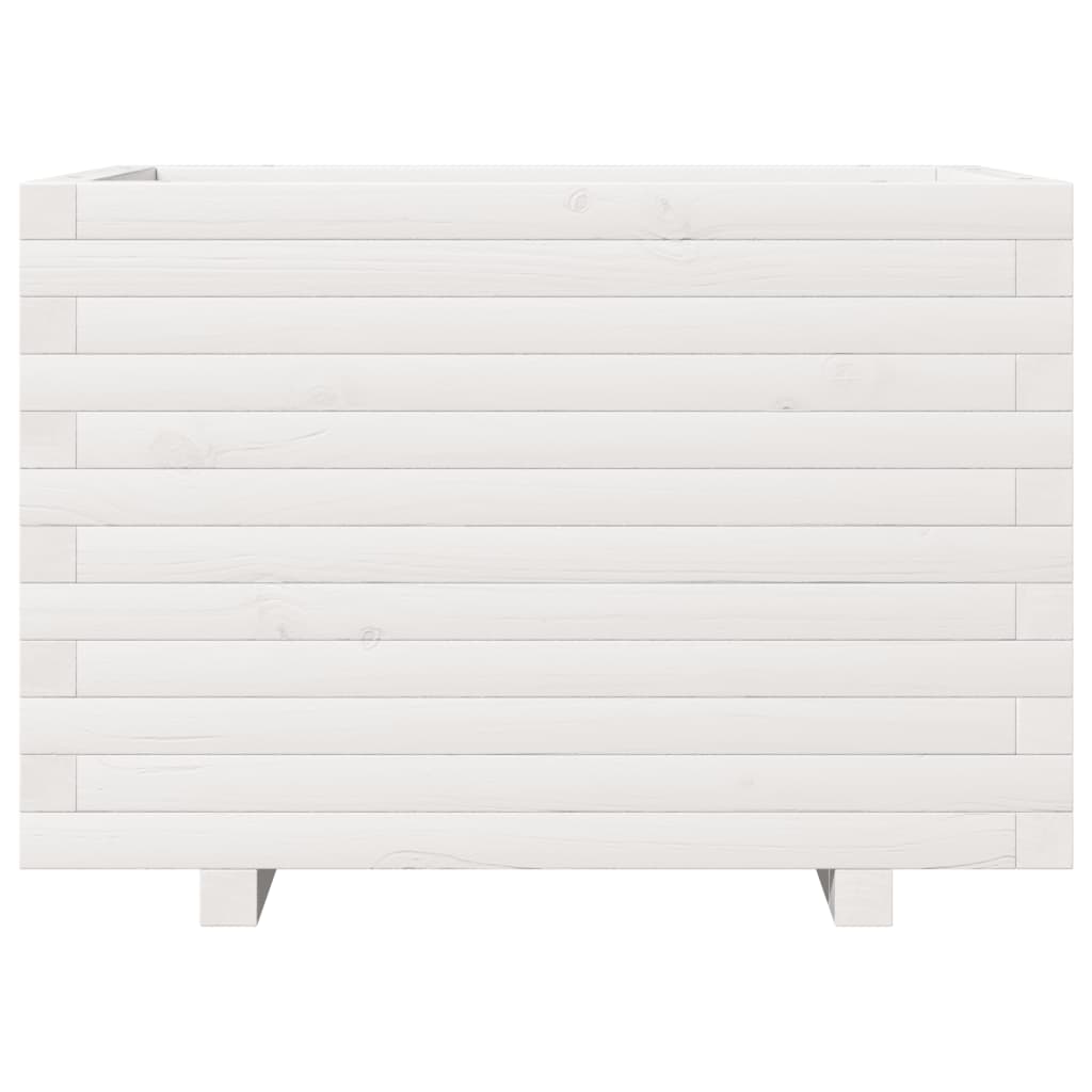 Fioriera da Giardino Bianca 70x40x49,5cm Legno Massello di Pino
