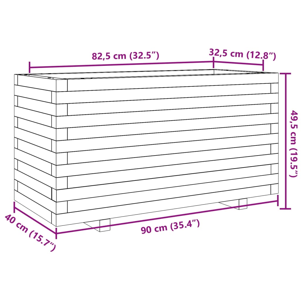 Fioriera Giardino Marrone Cera 90x40x49,5cm Legno Massello Pino