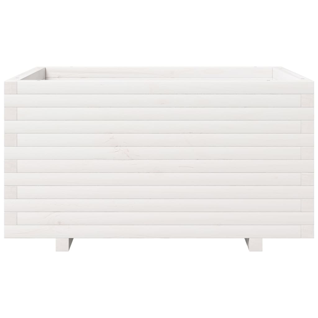 Fioriera da Giardino Bianca 90x60x49,5cm Legno Massello di Pino