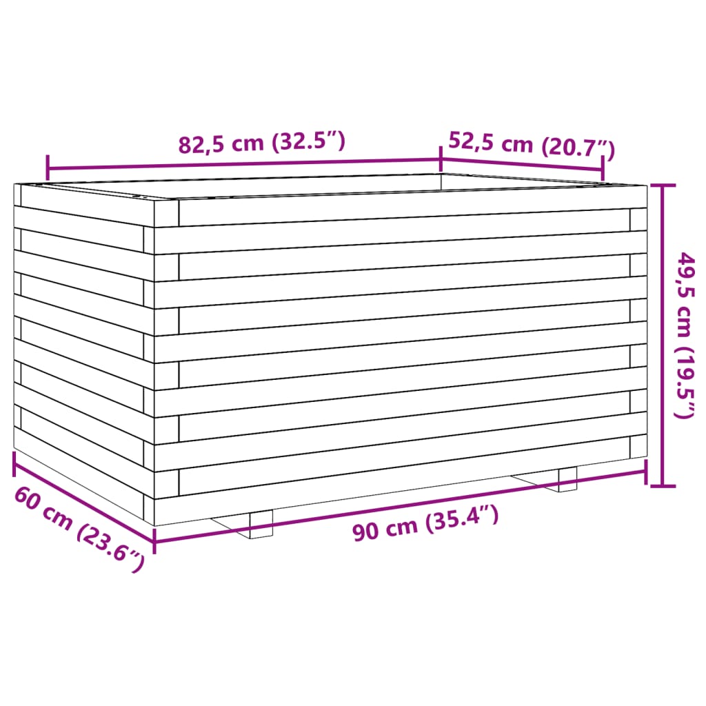 Fioriera da Giardino 90x60x49,5 cm in Legno Massello di Douglas
