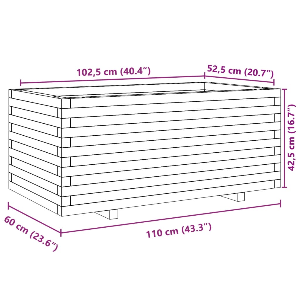 Fioriera da Giardino 110x60x49,5cm in Legno Massello di Douglas