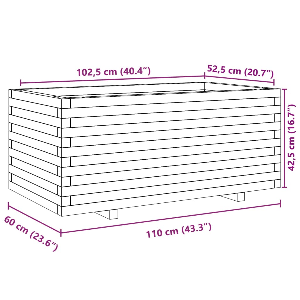Fioriera da Giardino 110x60x49,5 cm in Legno di Pino Impregnato