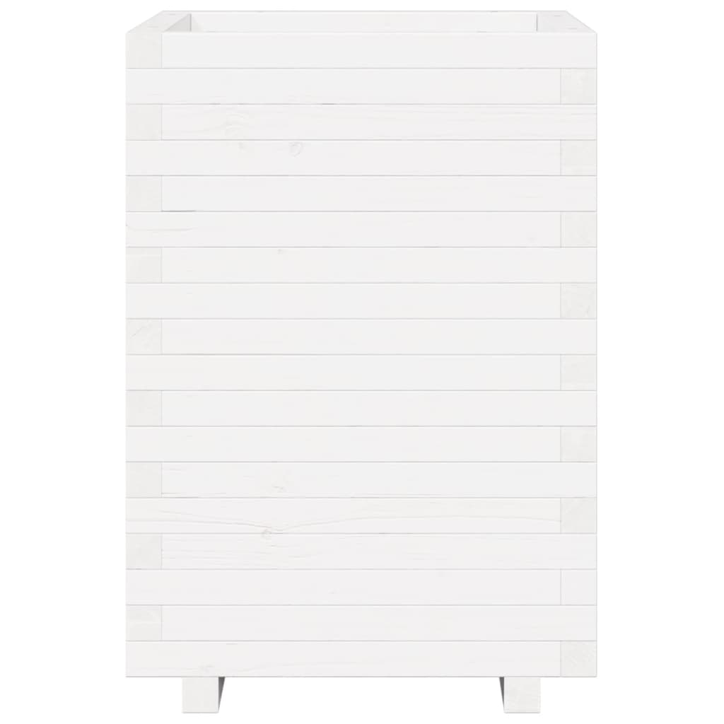 Fioriera da Giardino Bianca 50x50x72,5cm Legno Massello di Pino