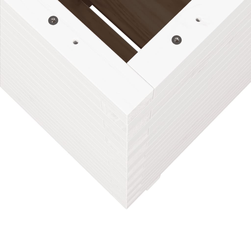 Fioriera da Giardino Bianca 50x50x72,5cm Legno Massello di Pino