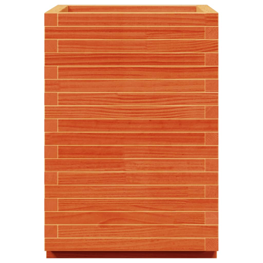 Fioriera Giardino Marrone Cera 50x50x72,5cm Legno Massello Pino