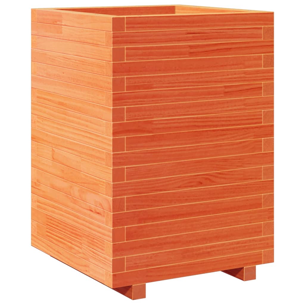 Fioriera Giardino Marrone Cera 50x50x72,5cm Legno Massello Pino