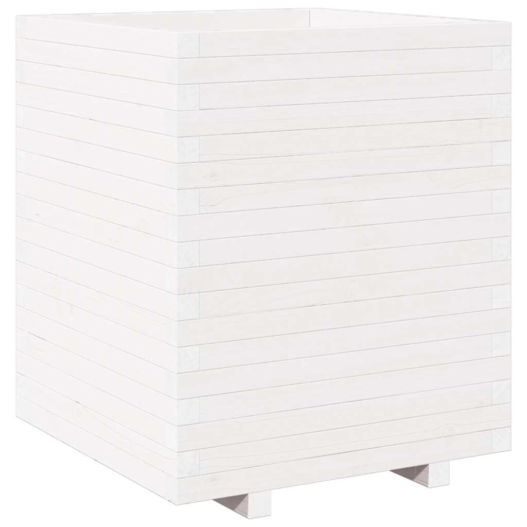 Fioriera da Giardino Bianca 60x60x72,5cm Legno Massello di Pino