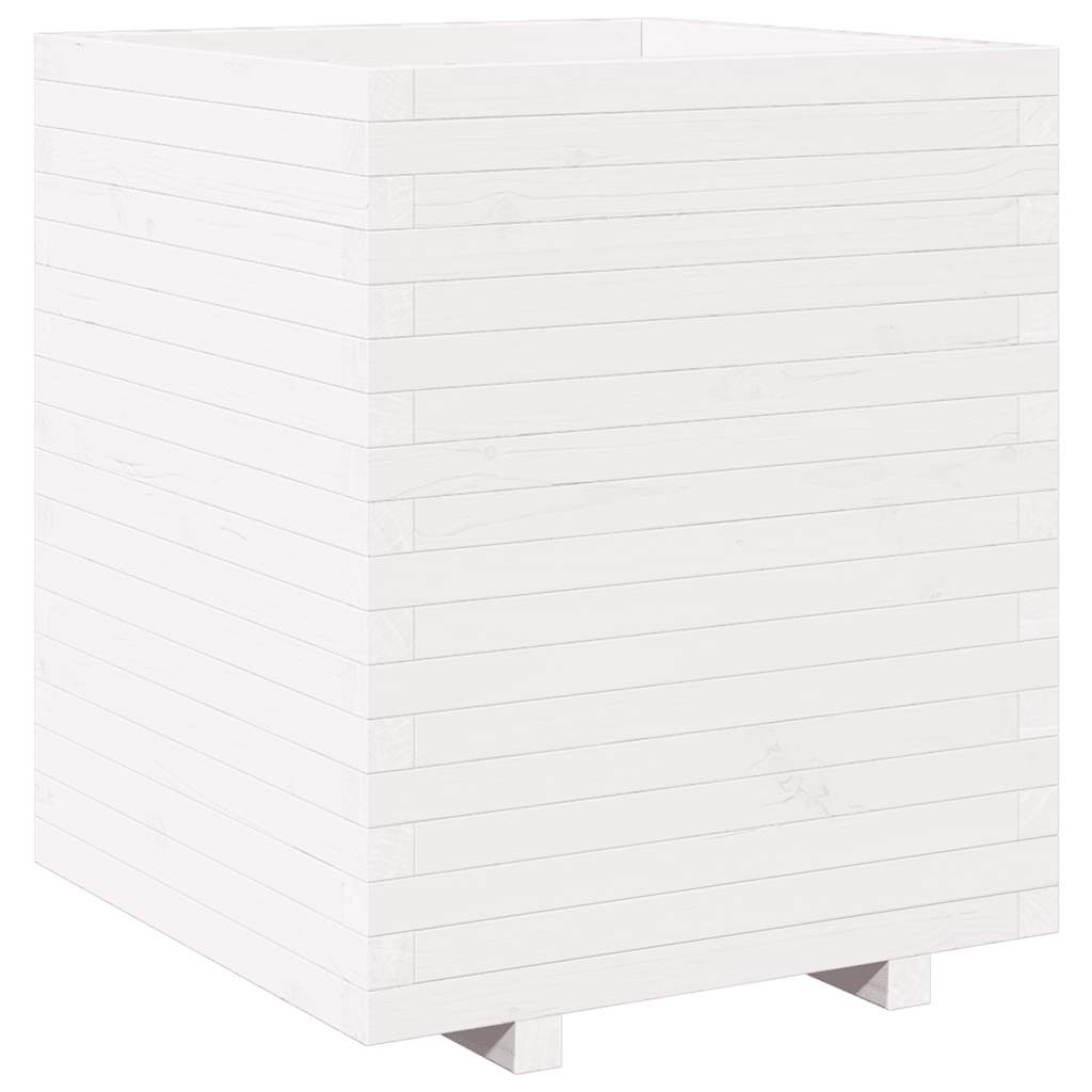 Fioriera da Giardino Bianca 60x60x72,5cm Legno Massello di Pino