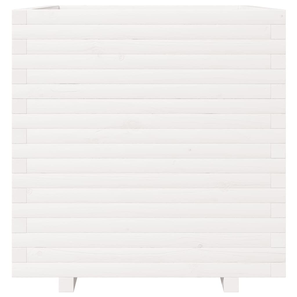 Fioriera da Giardino Bianca 70x70x72,5cm Legno Massello di Pino