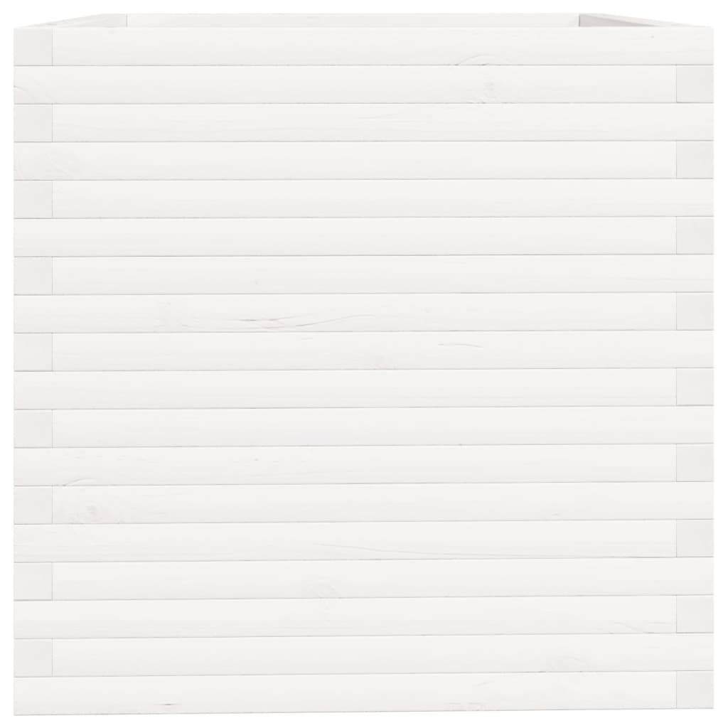 Fioriera da Giardino Bianca 70x70x72,5cm Legno Massello di Pino