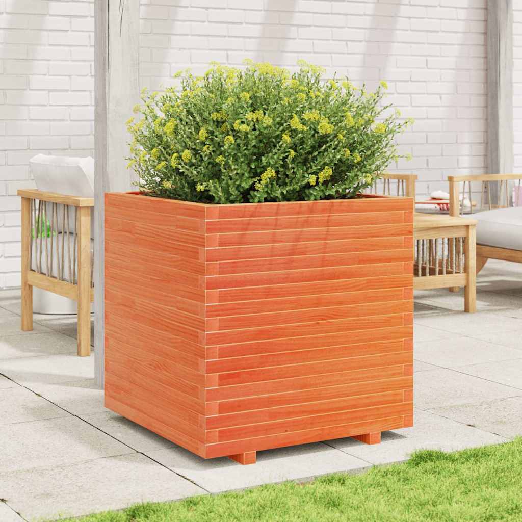 Fioriera Giardino Marrone Cera 70x70x72,5cm Legno Massello Pino