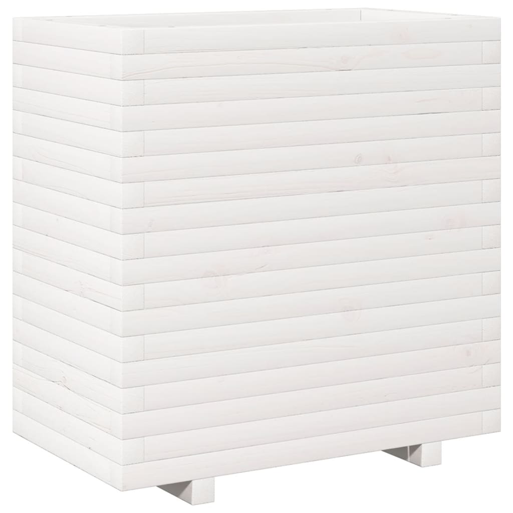 Fioriera da Giardino Bianca 70x40x72,5cm Legno Massello di Pino