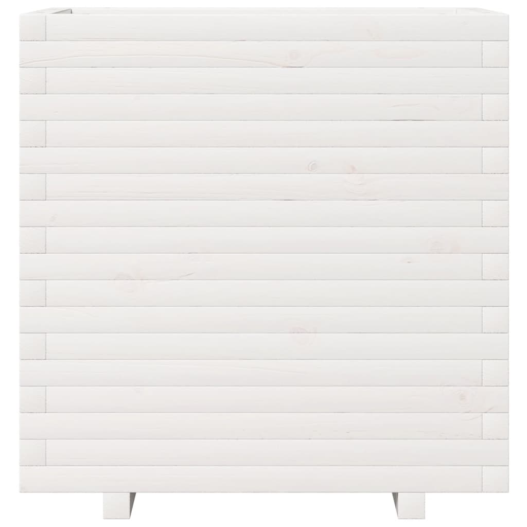 Fioriera da Giardino Bianca 70x40x72,5cm Legno Massello di Pino