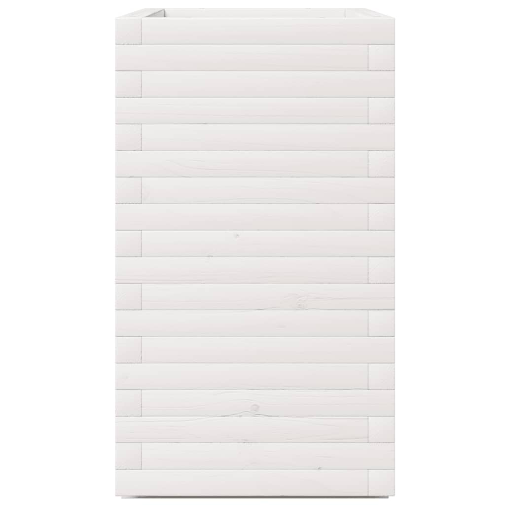 Fioriera da Giardino Bianca 70x40x72,5cm Legno Massello di Pino