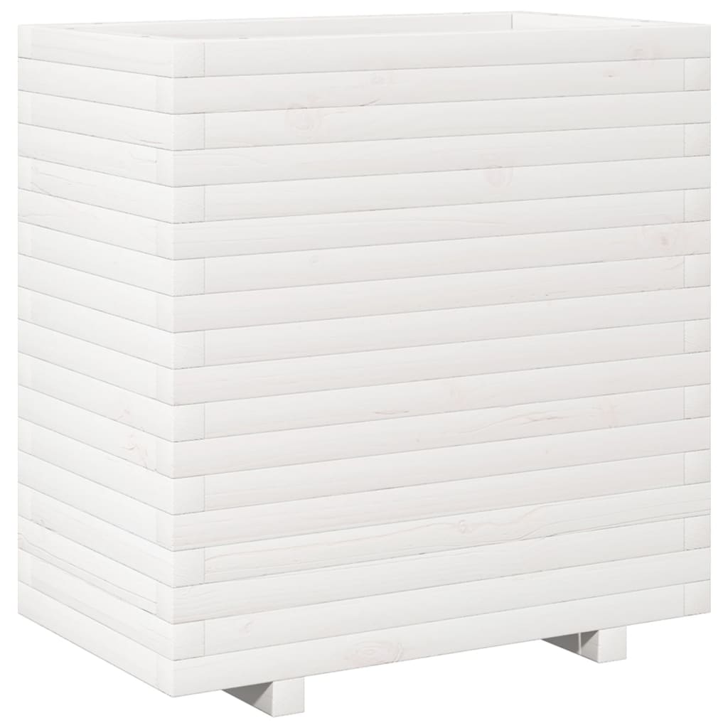 Fioriera da Giardino Bianca 70x40x72,5cm Legno Massello di Pino