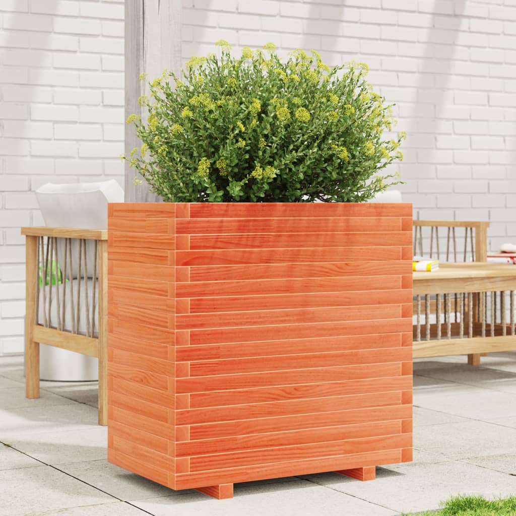 Fioriera Giardino Marrone Cera 70x40x72,5cm Legno Massello Pino