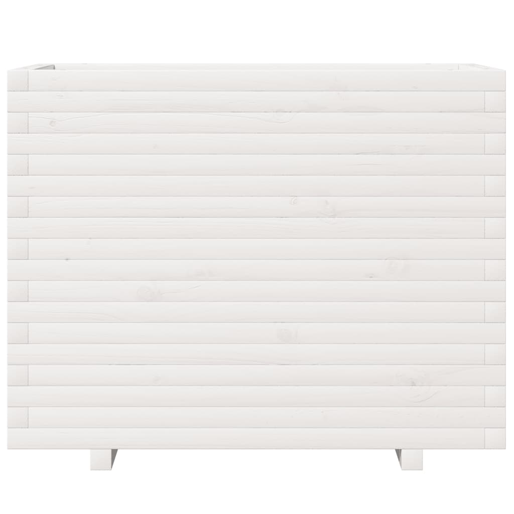 Fioriera da Giardino Bianca 90x40x72,5cm Legno Massello di Pino