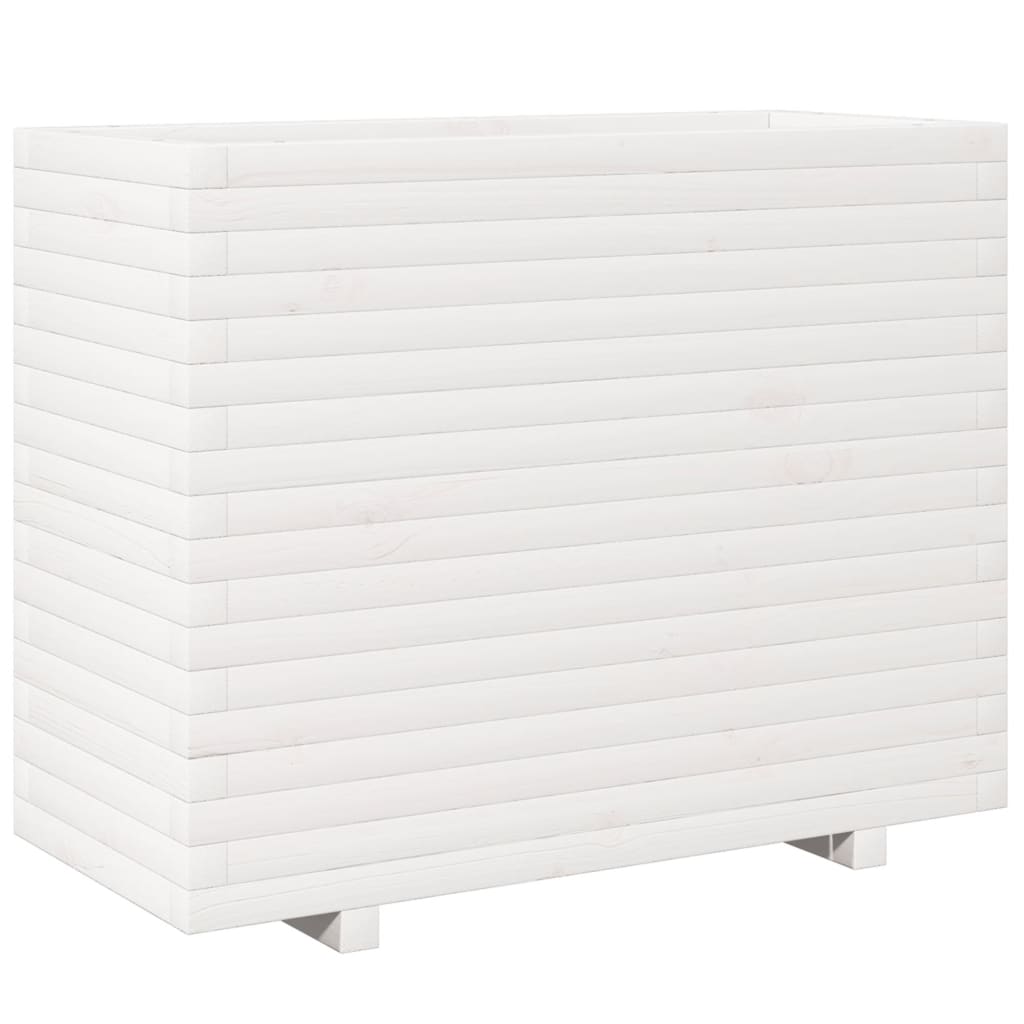Fioriera da Giardino Bianca 90x40x72,5cm Legno Massello di Pino