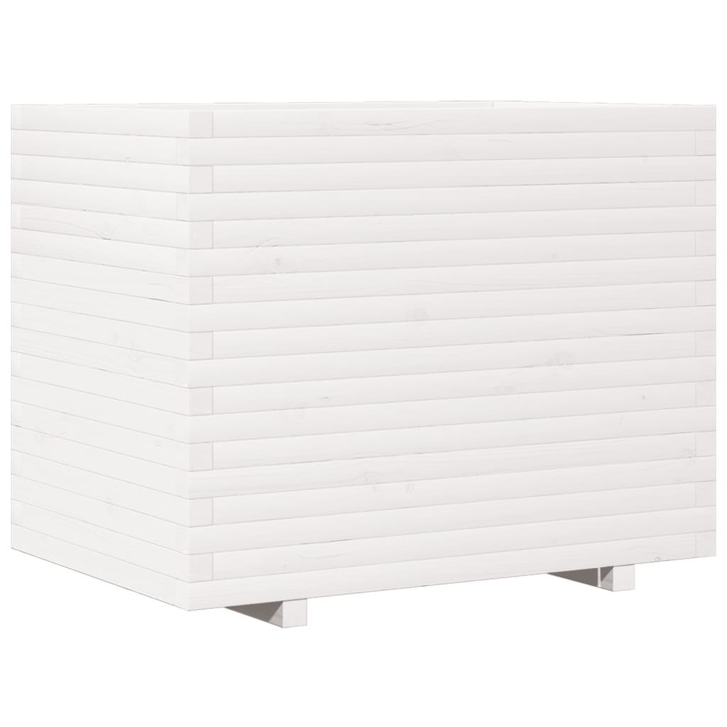 Fioriera da Giardino Bianca 90x60x72,5cm Legno Massello di Pino