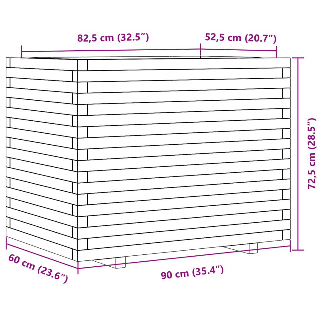 Fioriera da Giardino Bianca 90x60x72,5cm Legno Massello di Pino