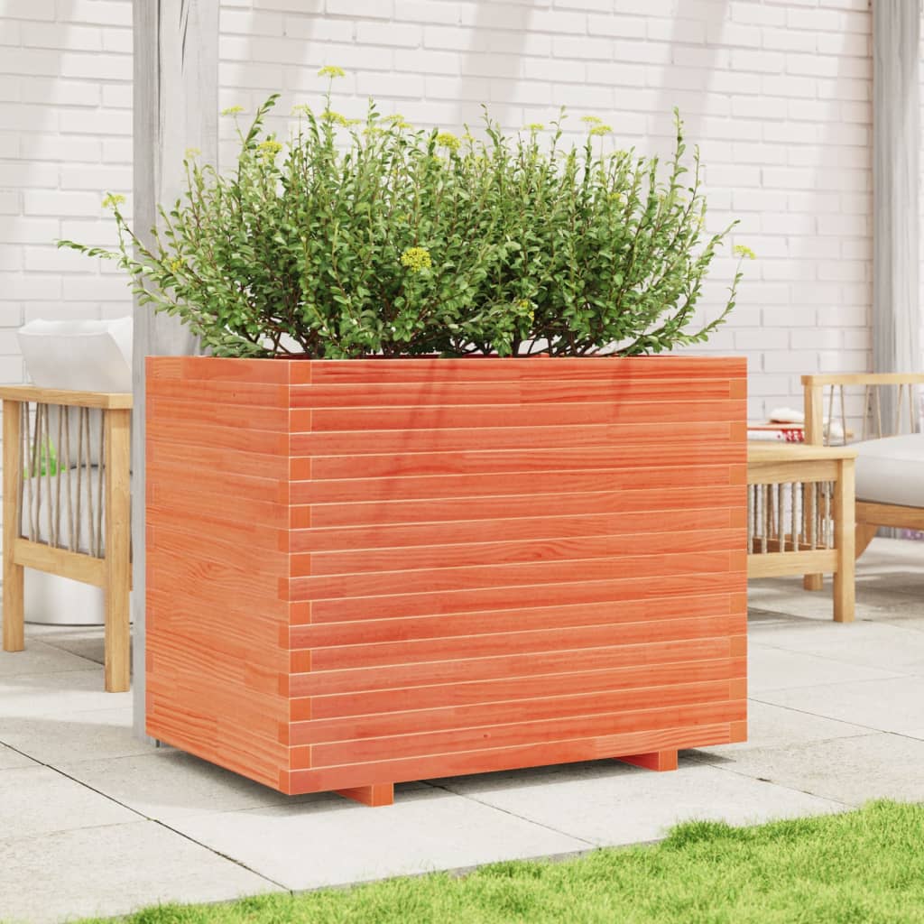 Fioriera Giardino Marrone Cera 90x60x72,5cm Legno Massello Pino