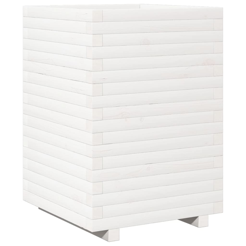 Fioriera da Giardino Bianca 50x50x72 cm Legno Massello di Pino