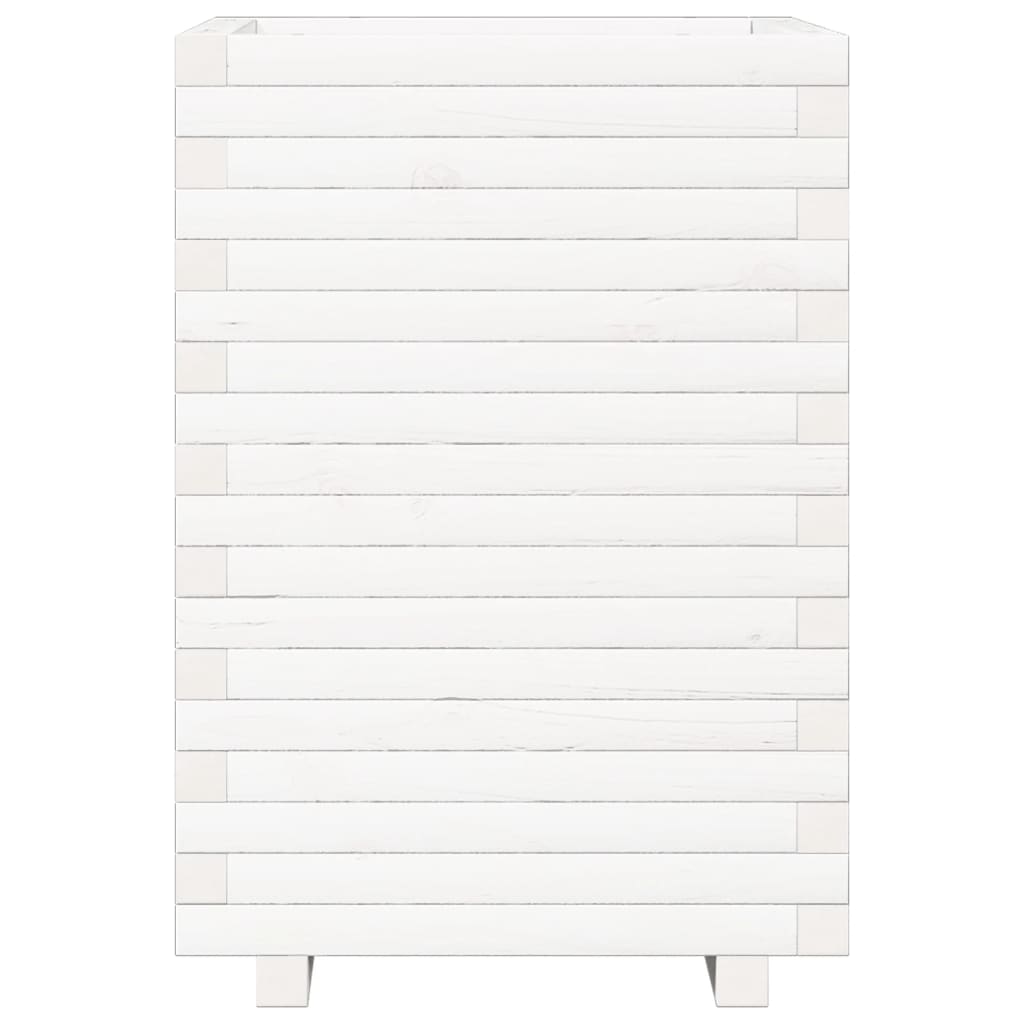 Fioriera da Giardino Bianca 50x50x72 cm Legno Massello di Pino