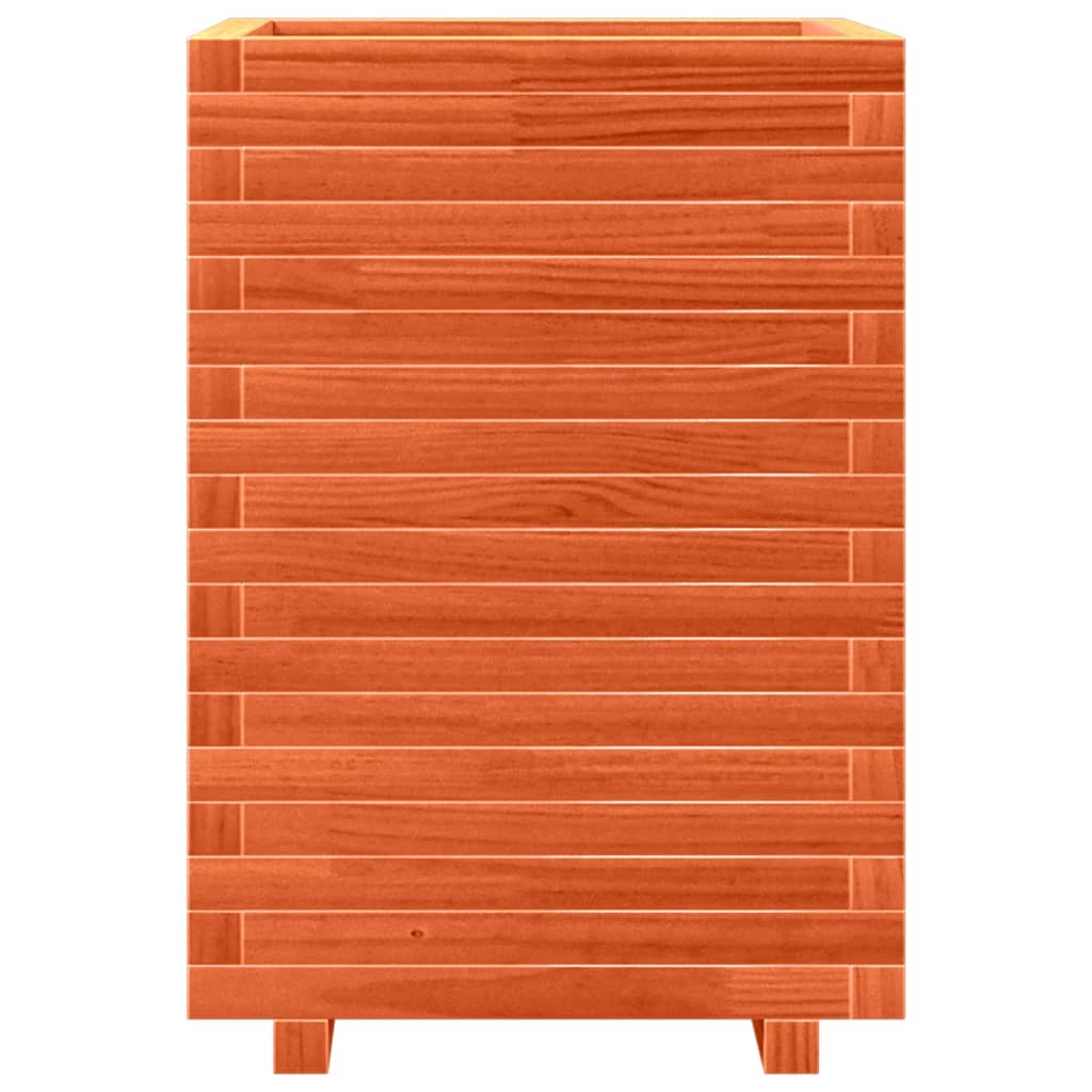Fioriera Giardino Marrone Cera 50x50x72 cm Legno Massello Pino