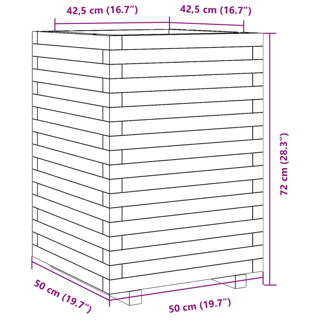Fioriera da Giardino 50x50x72 cm in Legno Massello di Douglas