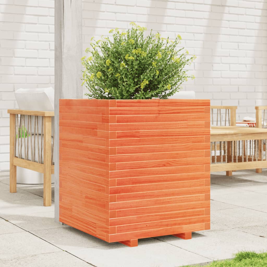 Fioriera Giardino Marrone Cera 60x60x72 cm Legno Massello Pino