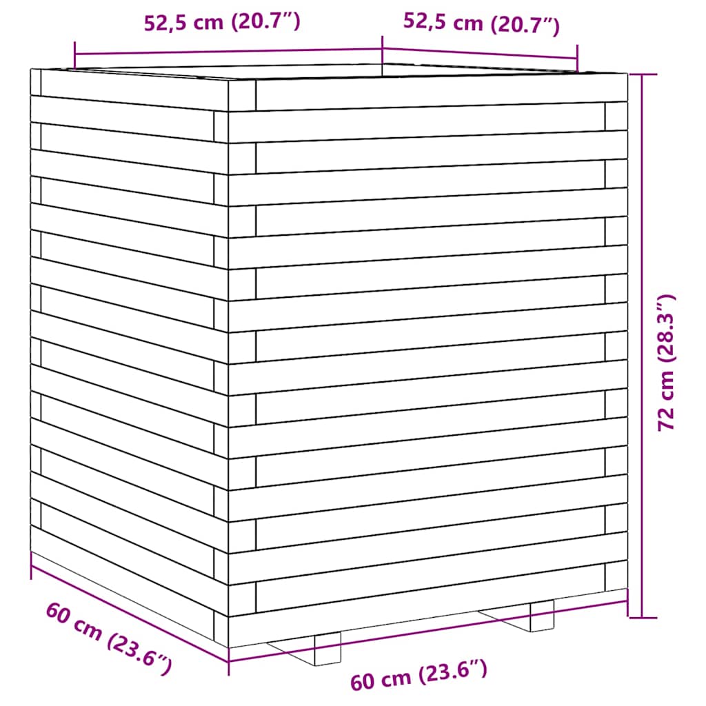 Fioriera da Giardino 60x60x72 cm in Legno di Pino Impregnato