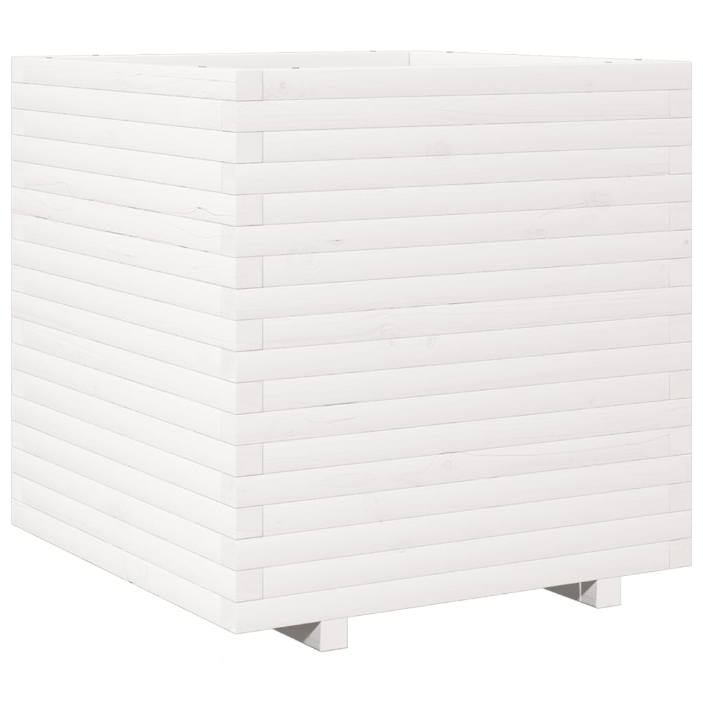 Fioriera da Giardino Bianca 70x70x72 cm Legno Massello di Pino