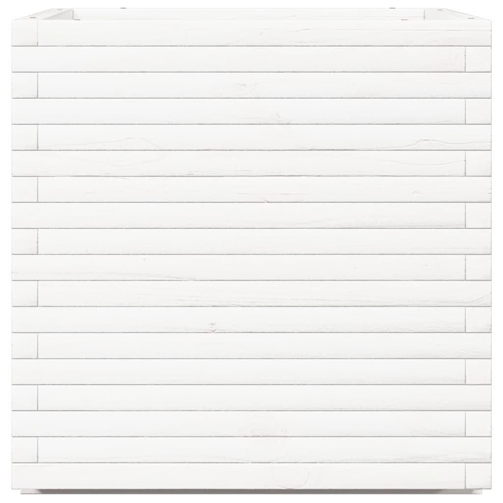 Fioriera da Giardino Bianca 70x70x72 cm Legno Massello di Pino