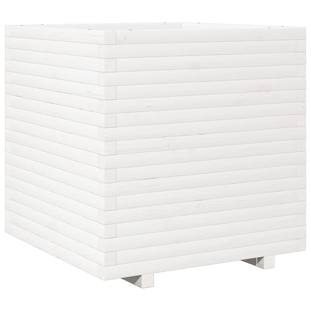 Fioriera da Giardino Bianca 70x70x72 cm Legno Massello di Pino