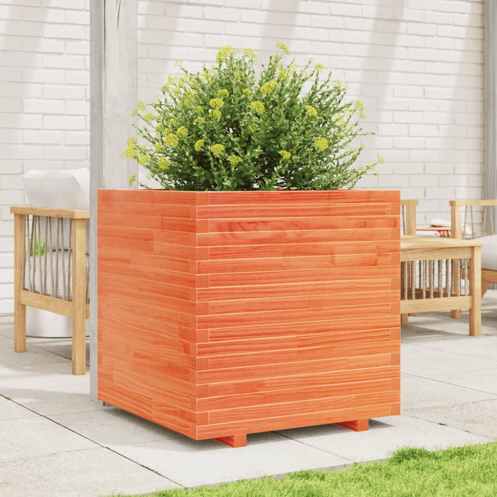 Fioriera Giardino Marrone Cera 70x70x72 cm Legno Massello Pino