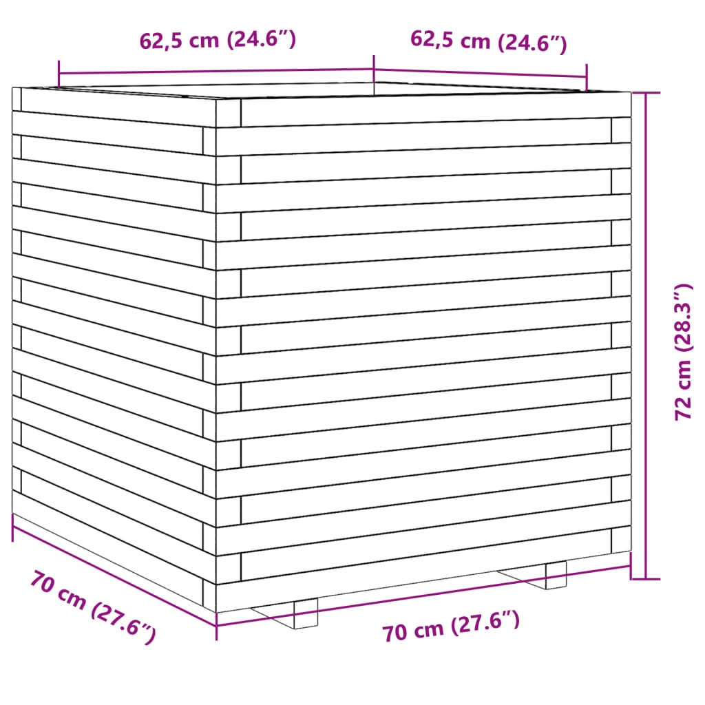 Fioriera da Giardino 70x70x72 cm in Legno Massello di Douglas