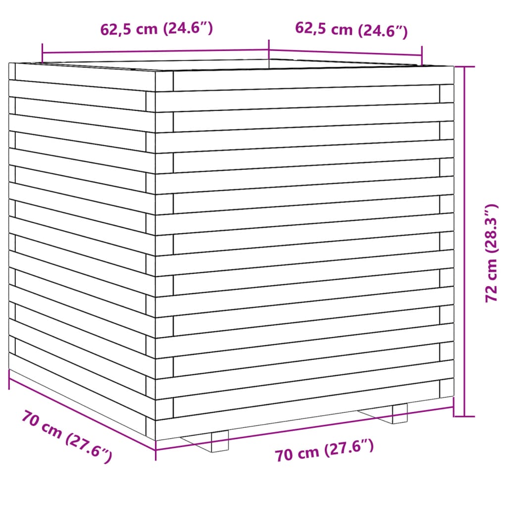 Fioriera da Giardino 70x70x72 cm in Legno di Pino Impregnato
