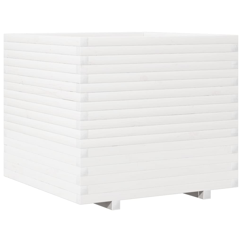 Fioriera da Giardino Bianca 80x80x72 cm Legno Massello di Pino