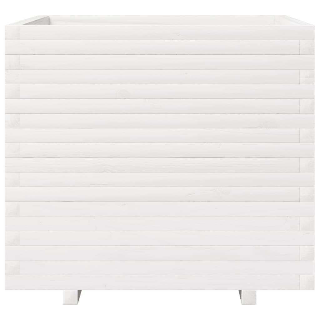 Fioriera da Giardino Bianca 80x80x72 cm Legno Massello di Pino