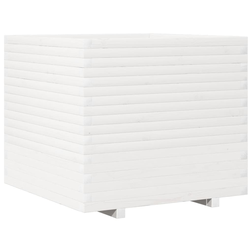 Fioriera da Giardino Bianca 80x80x72 cm Legno Massello di Pino