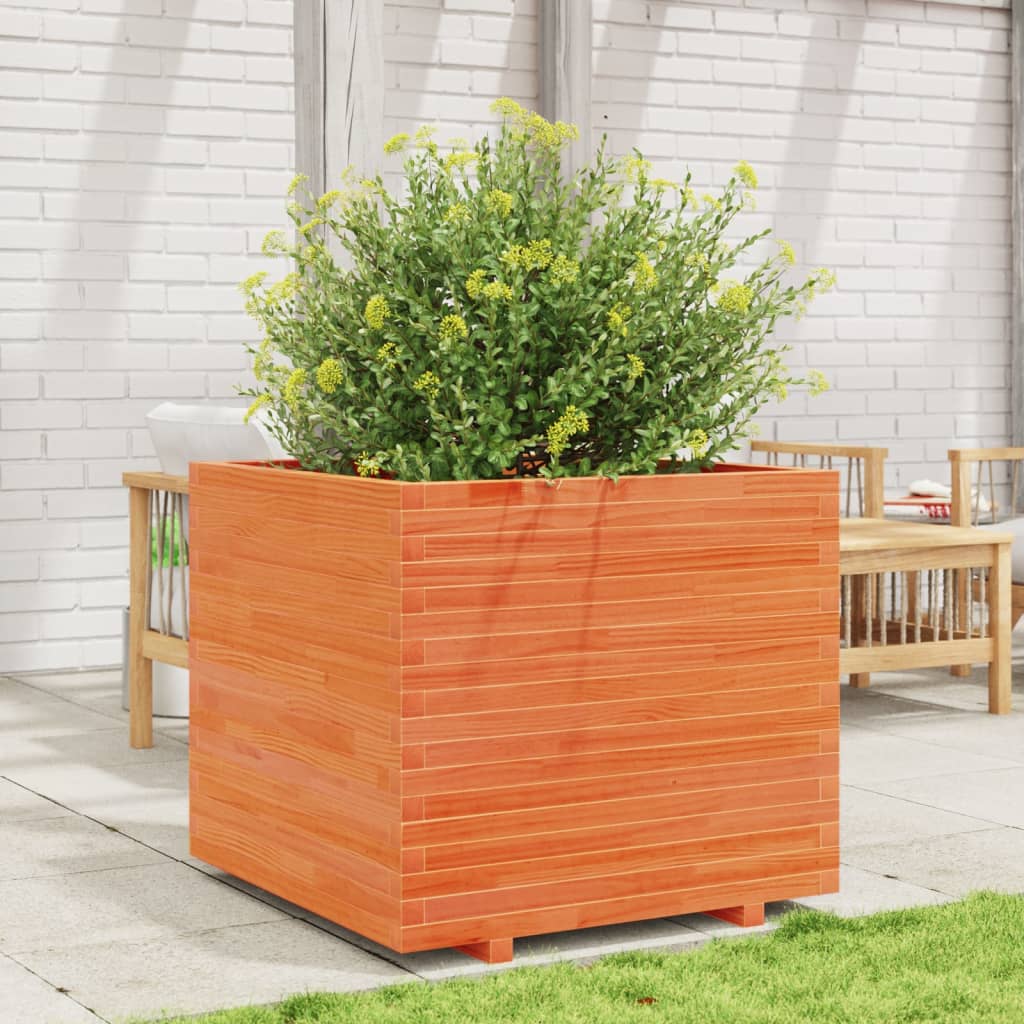 Fioriera Giardino Marrone Cera 80x80x72 cm Legno Massello Pino