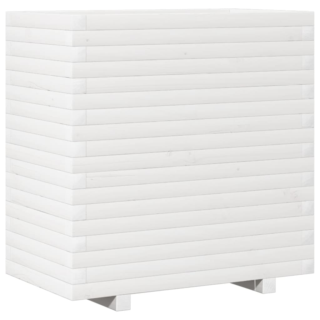Fioriera da Giardino Bianca 70x40x72 cm Legno Massello di Pino